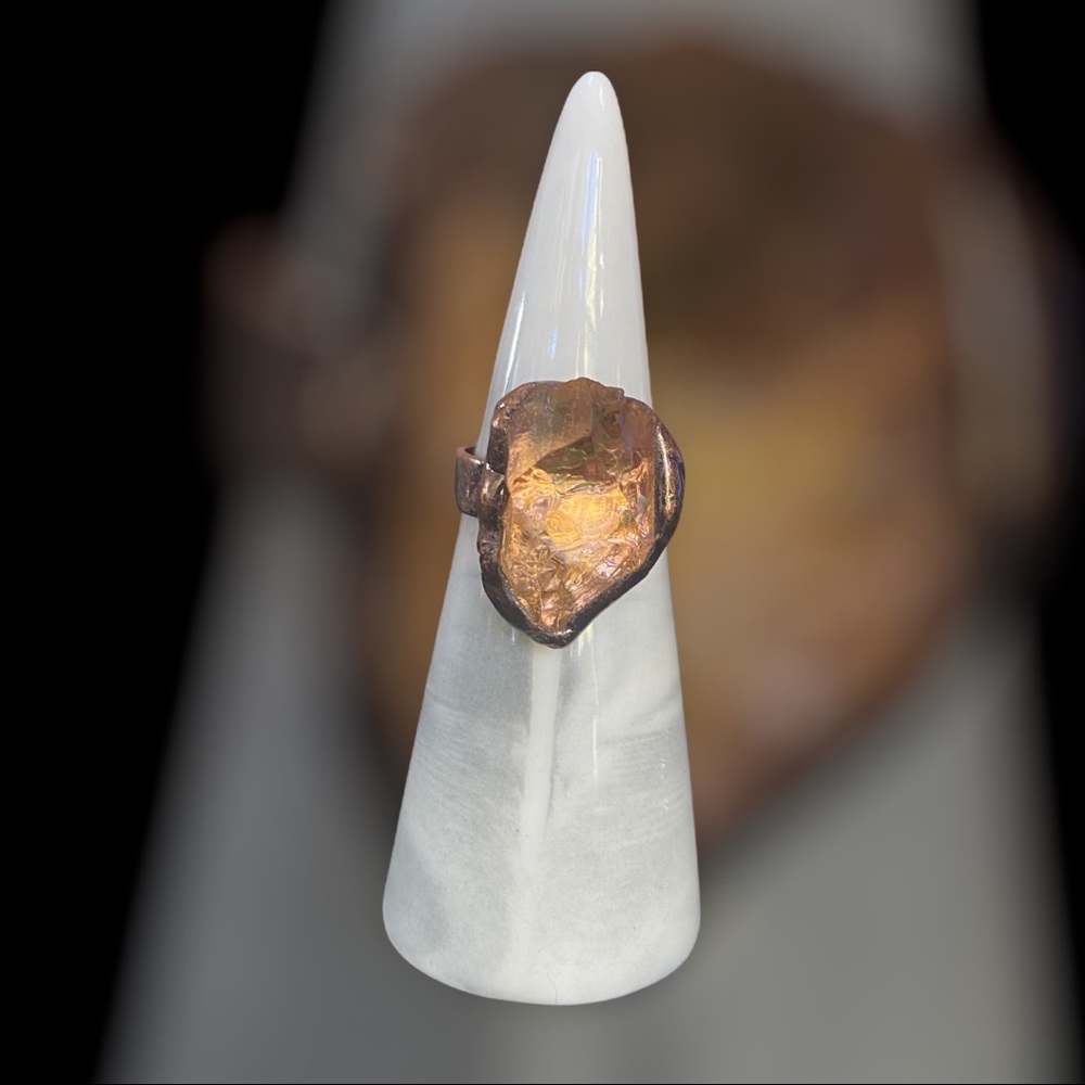 Raw stone amber ring